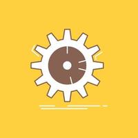 setting. data. management. process. progress Flat Line Filled Icon. Beautiful Logo button over yellow background for UI and UX. website or mobile application vector