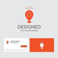 Business logo template for Location. Pin. Camping. holiday. map. Orange Visiting Cards with Brand logo template. vector