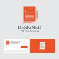 Business logo template for Business. document. file. paper. presentation. Orange Visiting Cards with Brand logo template. vector