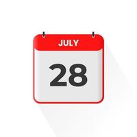 28th July calendar icon. July 28 calendar Date Month icon vector illustrator