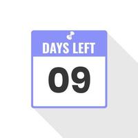 9 Days Left Countdown sales icon. 9 days left to go Promotional banner vector