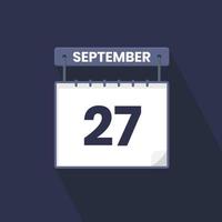 27th September calendar icon. September 27 calendar Date Month icon vector illustrator