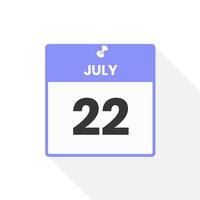 July 22 calendar icon. Date,  Month calendar icon vector illustration