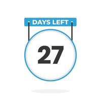 Quedan 27 días de cuenta regresiva para la promoción de ventas. Quedan 27 días para el banner de ventas promocionales. vector
