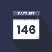 146 Days Left Countdown for sales promotion. 146 days left to go Promotional sales banner vector