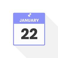 January 22 calendar icon. Date,  Month calendar icon vector illustration