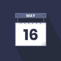 16th May calendar icon. May 16 calendar Date Month icon vector illustrator