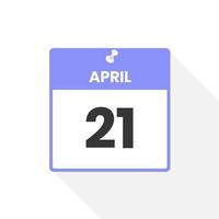 April 21 calendar icon. Date,  Month calendar icon vector illustration