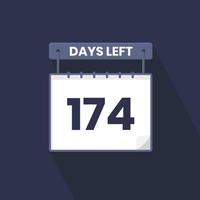 Quedan 174 días de cuenta regresiva para la promoción de ventas. Quedan 174 días para el banner de ventas promocionales. vector