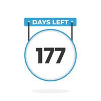 Quedan 177 días de cuenta regresiva para la promoción de ventas. Quedan 177 días para el banner de ventas promocionales. vector