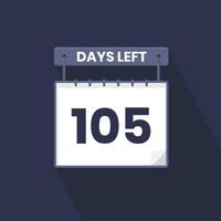 105 Days Left Countdown for sales promotion. 105 days left to go Promotional sales banner vector