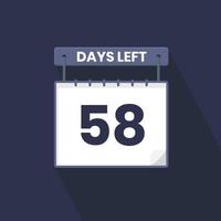 58 Days Left Countdown for sales promotion. 58 days left to go Promotional sales banner vector