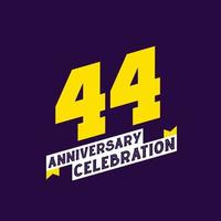 44th Anniversary Celebration vector design,  44 years anniversary