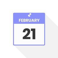 February 21 calendar icon. Date,  Month calendar icon vector illustration