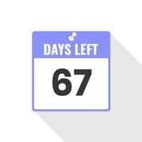 67 Days Left Countdown sales icon. 67 days left to go Promotional banner vector