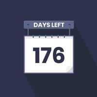 Quedan 176 días de cuenta regresiva para la promoción de ventas. Quedan 176 días para el banner de ventas promocionales. vector