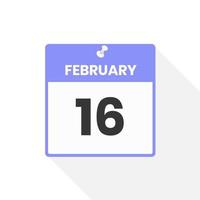 February 16 calendar icon. Date,  Month calendar icon vector illustration