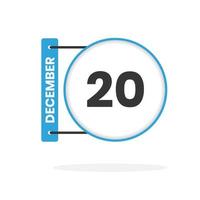 December 20 calendar icon. Date,  Month calendar icon vector illustration