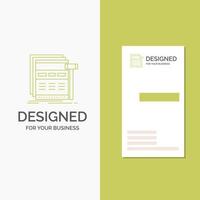Business Logo for Internet. page. web. webpage. wireframe. Vertical Green Business .Visiting Card template. Creative background vector illustration