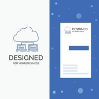 Business Logo for cloud. network. server. internet. data. Vertical Blue Business .Visiting Card template vector