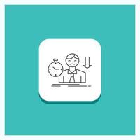 Round Button for failure. fail. sad. depression. time Line icon Turquoise Background vector