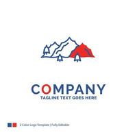 Company Name Logo Design For mountain. landscape. hill. nature. tree. Blue and red Brand Name Design with place for Tagline. Abstract Creative Logo template for Small and Large Business. vector