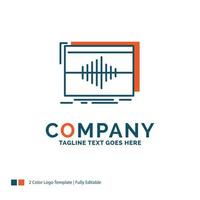 Audio. frequency. hertz. sequence. wave Logo Design. Blue and Orange Brand Name Design. Place for Tagline. Business Logo template. vector