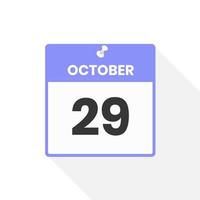 October 29 calendar icon. Date,  Month calendar icon vector illustration