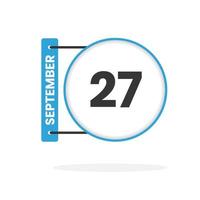 September 27 calendar icon. Date,  Month calendar icon vector illustration