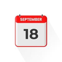 18th September calendar icon. September 18 calendar Date Month icon vector illustrator