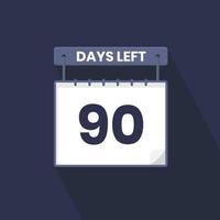 Faltan 90 días de cuenta regresiva para la promoción de ventas. Quedan 90 días para el banner de ventas promocionales. vector