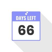 66 Days Left Countdown sales icon. 66 days left to go Promotional banner vector