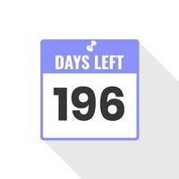 196 Days Left Countdown sales icon. 196 days left to go Promotional banner vector