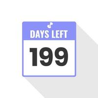 199 Days Left Countdown sales icon. 199 days left to go Promotional banner vector