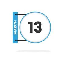 March 13 calendar icon. Date,  Month calendar icon vector illustration