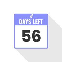 Quedan 56 días icono de ventas de cuenta regresiva. Quedan 56 días para el banner promocional. vector