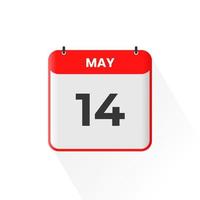 14th May calendar icon. May 14 calendar Date Month icon vector illustrator