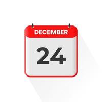 Icono del calendario del 24 de diciembre. 24 de diciembre calendario fecha mes icono vector ilustrador