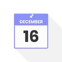 December 16 calendar icon. Date,  Month calendar icon vector illustration