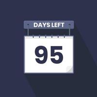 95 Days Left Countdown for sales promotion. 95 days left to go Promotional sales banner vector