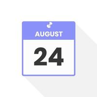 August 24 calendar icon. Date,  Month calendar icon vector illustration