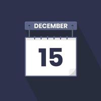 15th December calendar icon. December 15 calendar Date Month icon vector illustrator