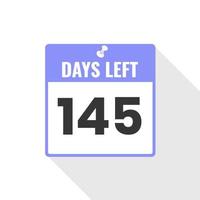 145 Days Left Countdown sales icon. 145 days left to go Promotional banner vector