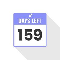 159 Days Left Countdown sales icon. 159 days left to go Promotional banner vector