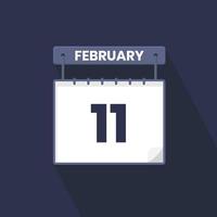 11th February calendar icon. February 11 calendar Date Month icon vector illustrator