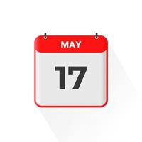 17th May calendar icon. May 17 calendar Date Month icon vector illustrator