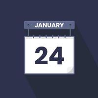 24th January calendar icon. January 24 calendar Date Month icon vector illustrator