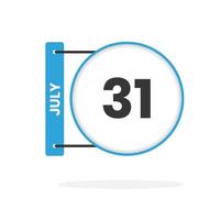 icono del calendario del 31 de julio. fecha, mes calendario icono vector ilustración
