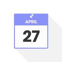 April 27 calendar icon. Date,  Month calendar icon vector illustration