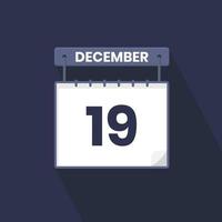 Icono del calendario del 19 de diciembre. 19 de diciembre calendario fecha mes icono vector ilustrador